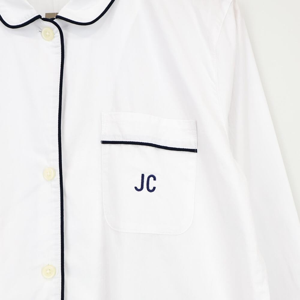 J. Crew White Cotton Pajama Set with Black Trim - Picture 4 of 15